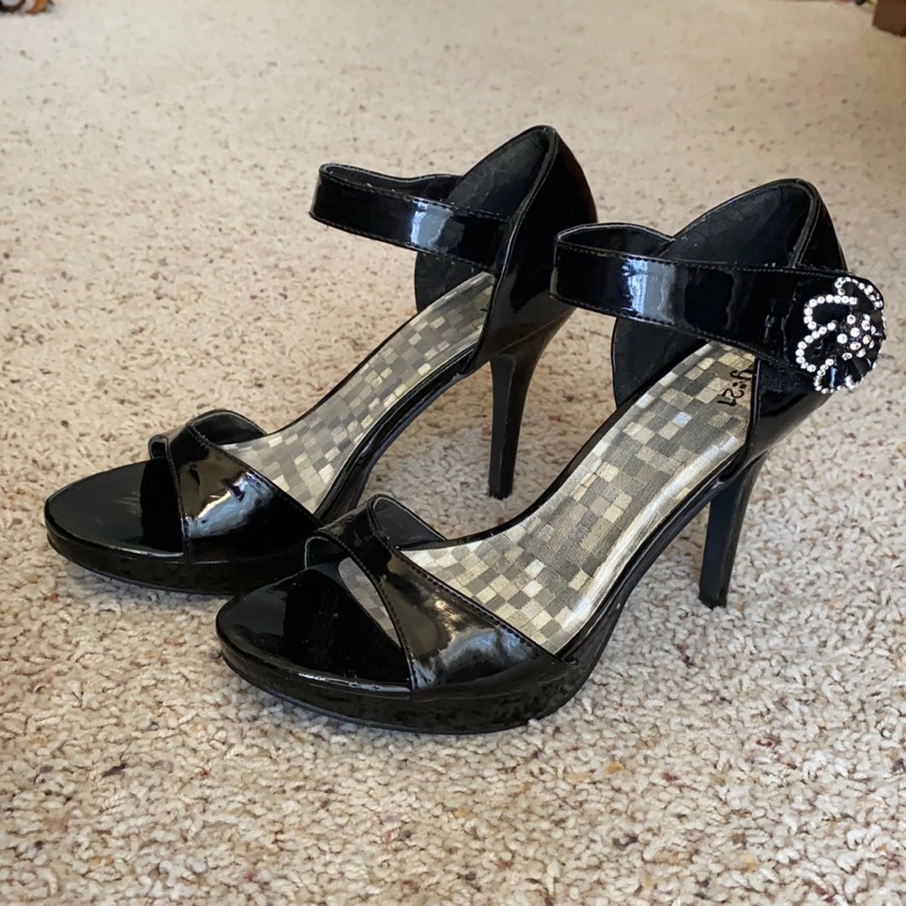 Open Toed Black Heels